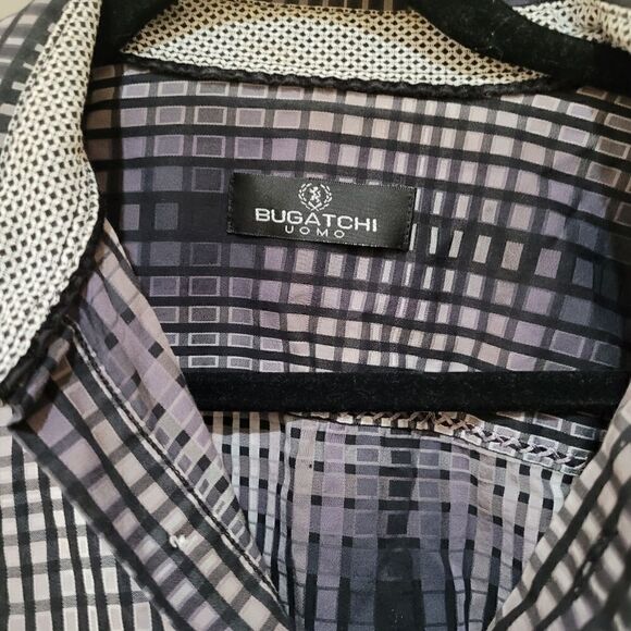 Bugatchi uomo black and grey check shirt - Picture 2 of 4
